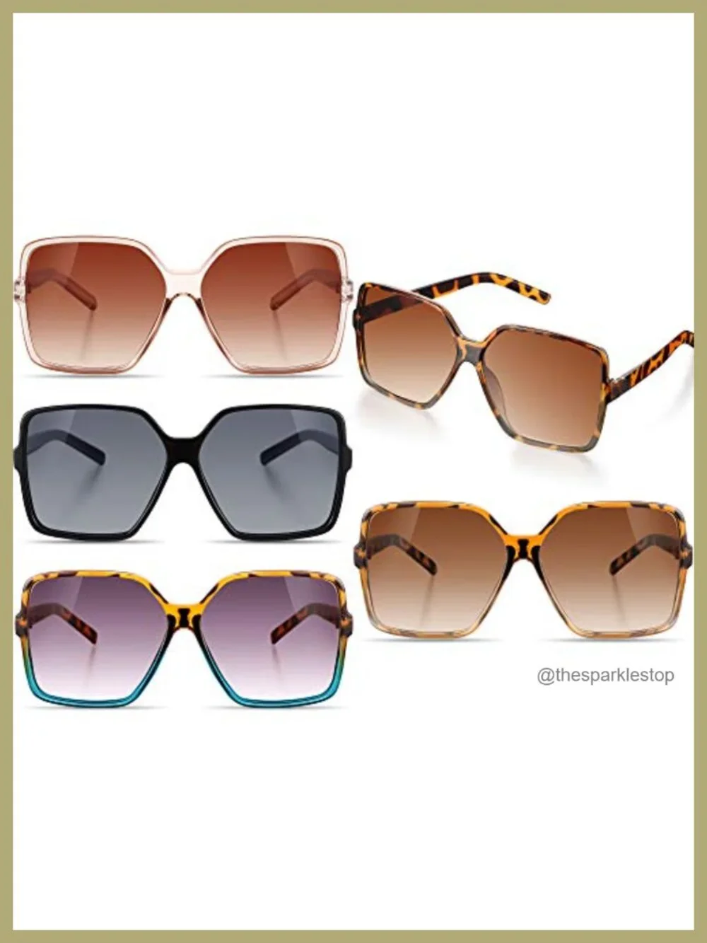 4x Oversized Square Sunglasses for Women Acrylic Lens PC Frame Flat Top Wide